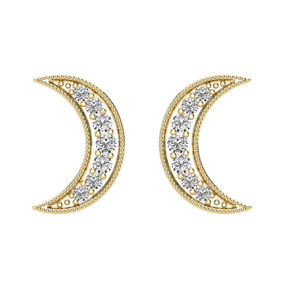 Diamond 1/6 Ct.Tw. Crescent Moon Earrings In 10K Yellow Gold