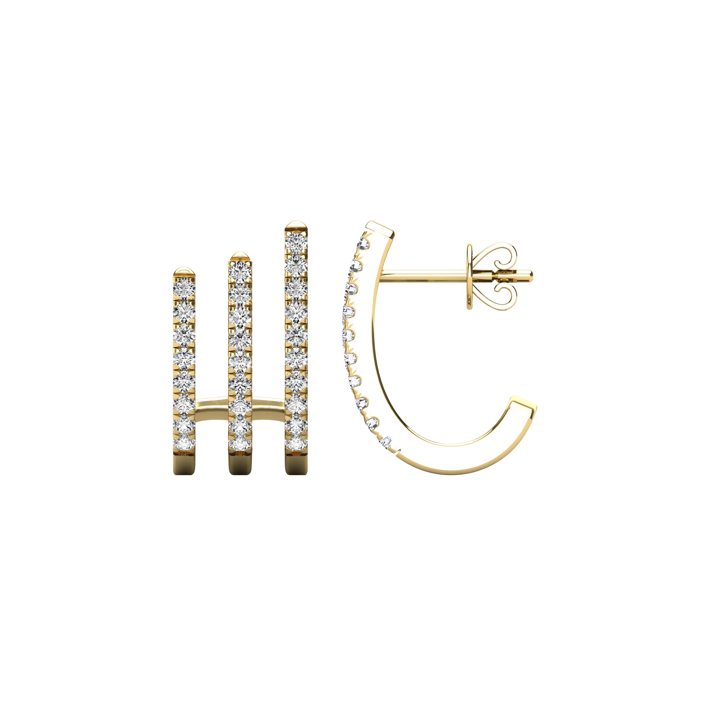 14K Yellow Gold 1/4 Ct.Tw. Diamond Huggies Earrings