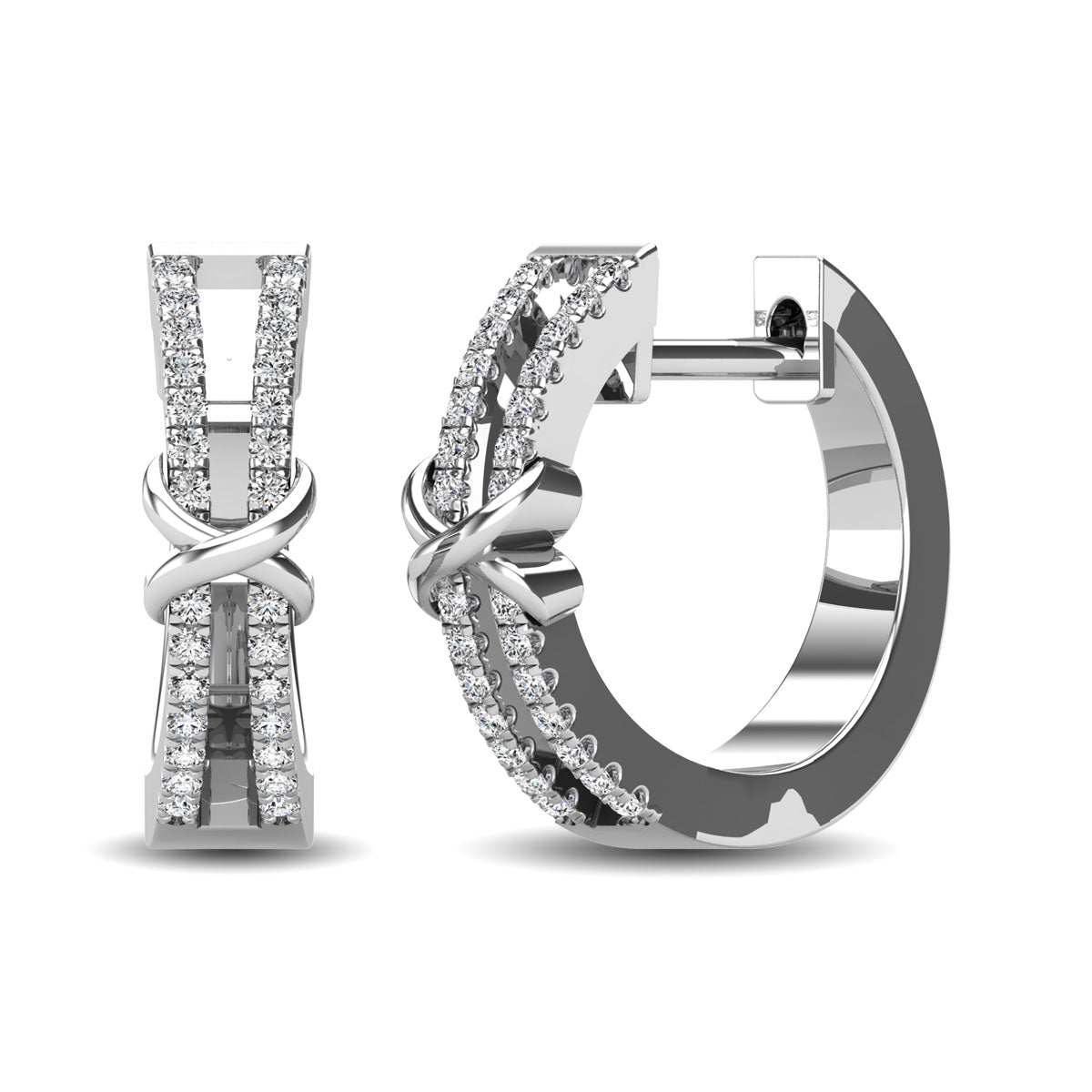 10K White Gold 1/6 Ct.Tw. Diamond Hoop Earrings