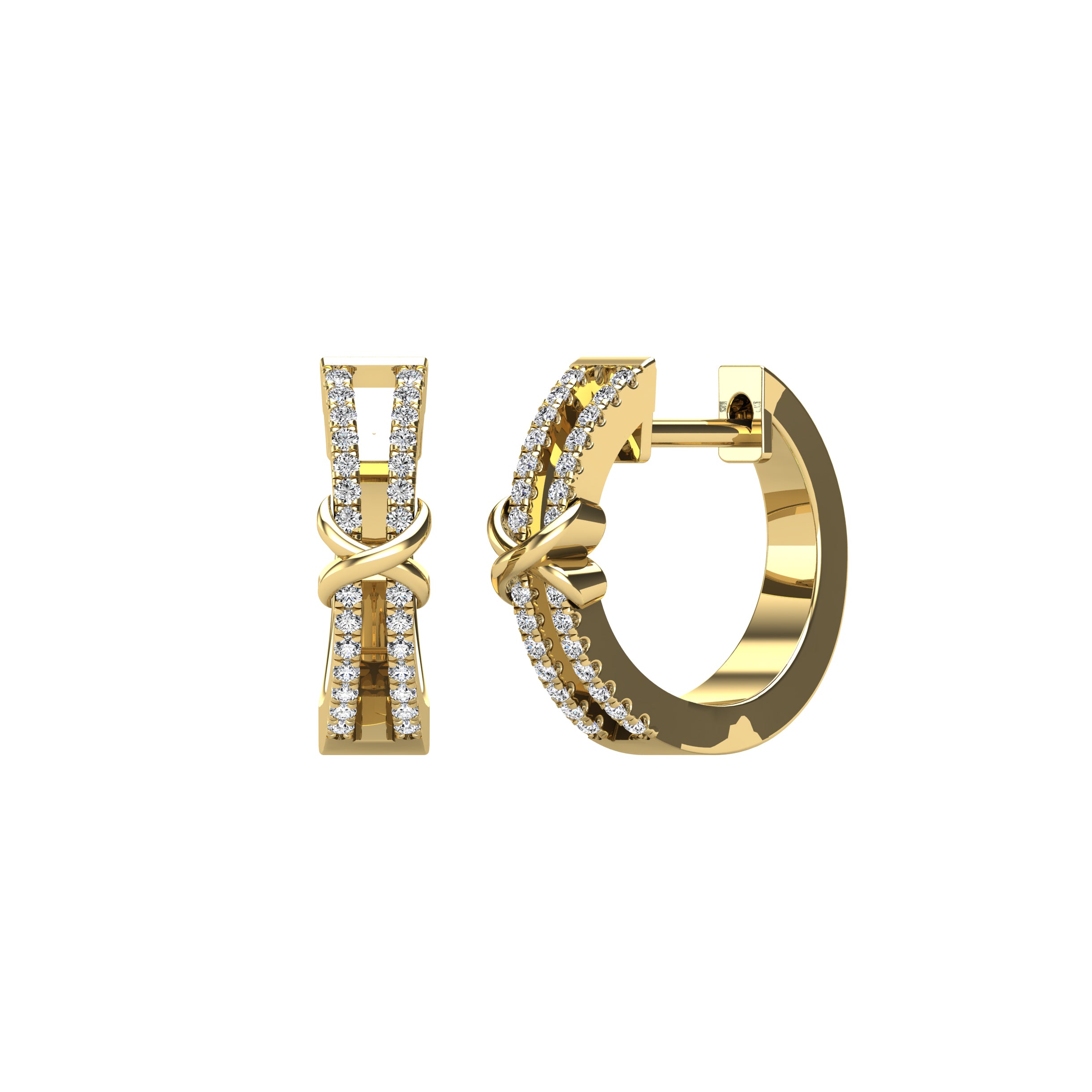 10K Yellow Gold 1/6 Ct.Tw. Diamond Hoop Earrings
