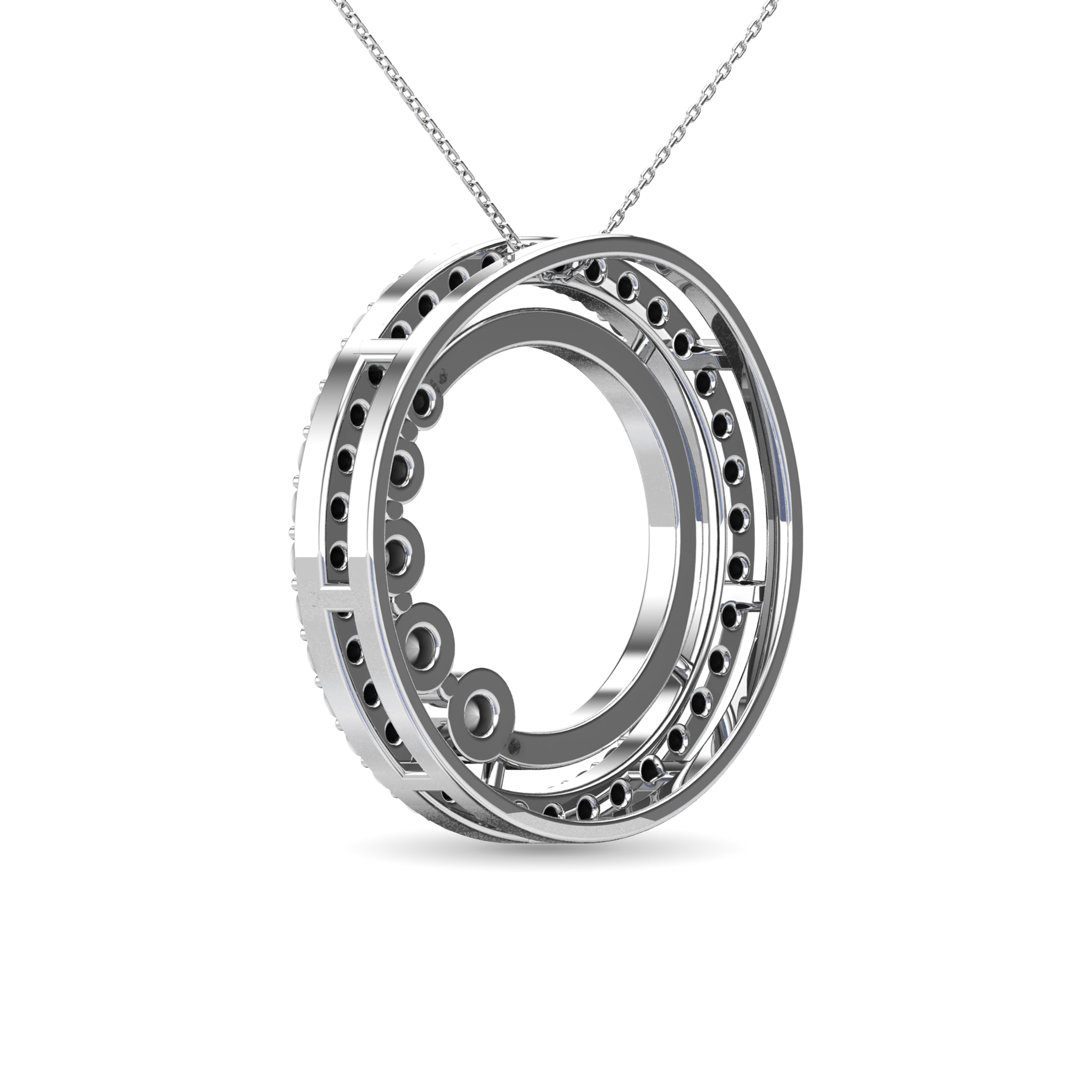 Diamond 3/8 Ct.Tw. Circle Pendant In 14K White Gold