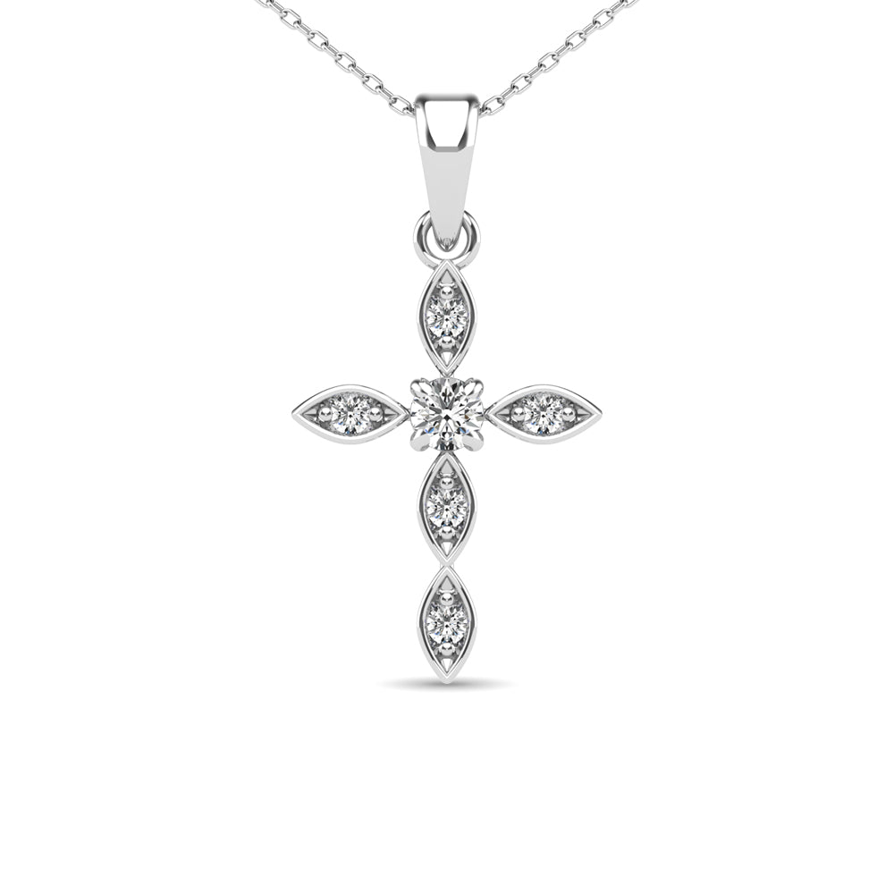 Diamond 1/8 Ct.Tw. Cross Pendant In 14K White Gold