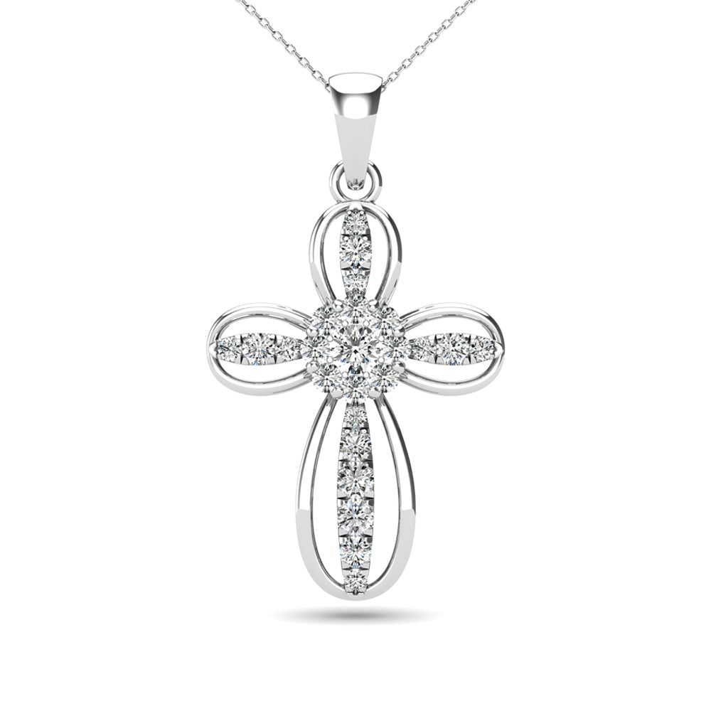 Diamond 1/5 Ct.Tw. Cross Pendant In 14K White Gold