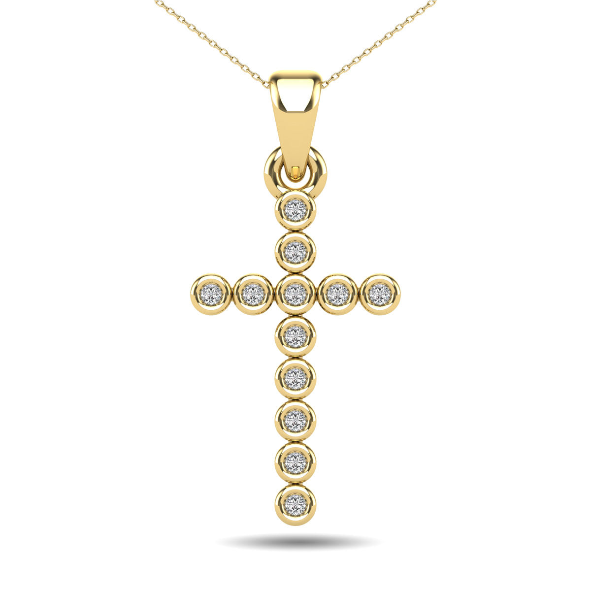 10K Yellow Gold 1/20 Ct.Tw. Diamond Accent Croos Pendant