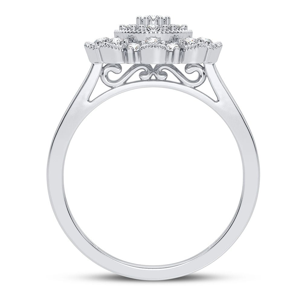 10K White Gold Exquisite 0.20Ct Diamond Ring