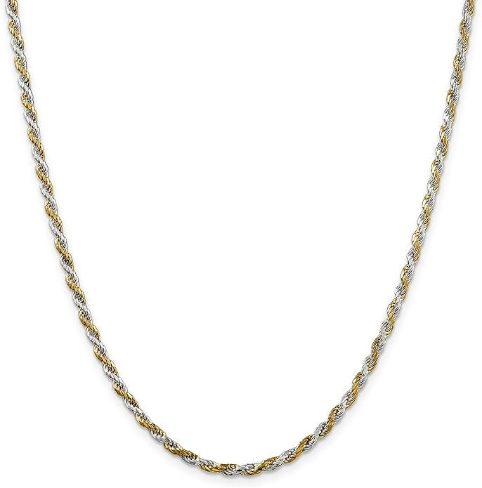10KT Solid Two-Tone Gold 4 MM Rope Link Chain