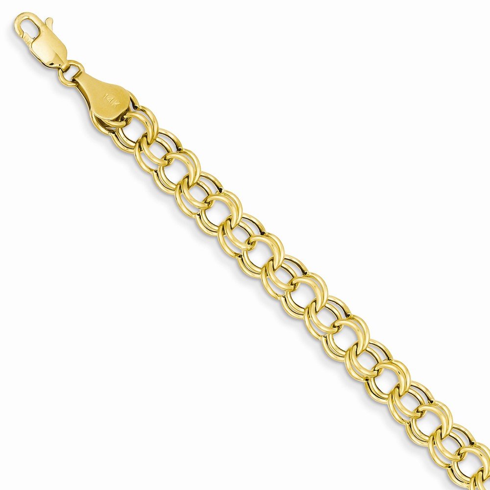 14K Hollow Double Link Charm Bracelet