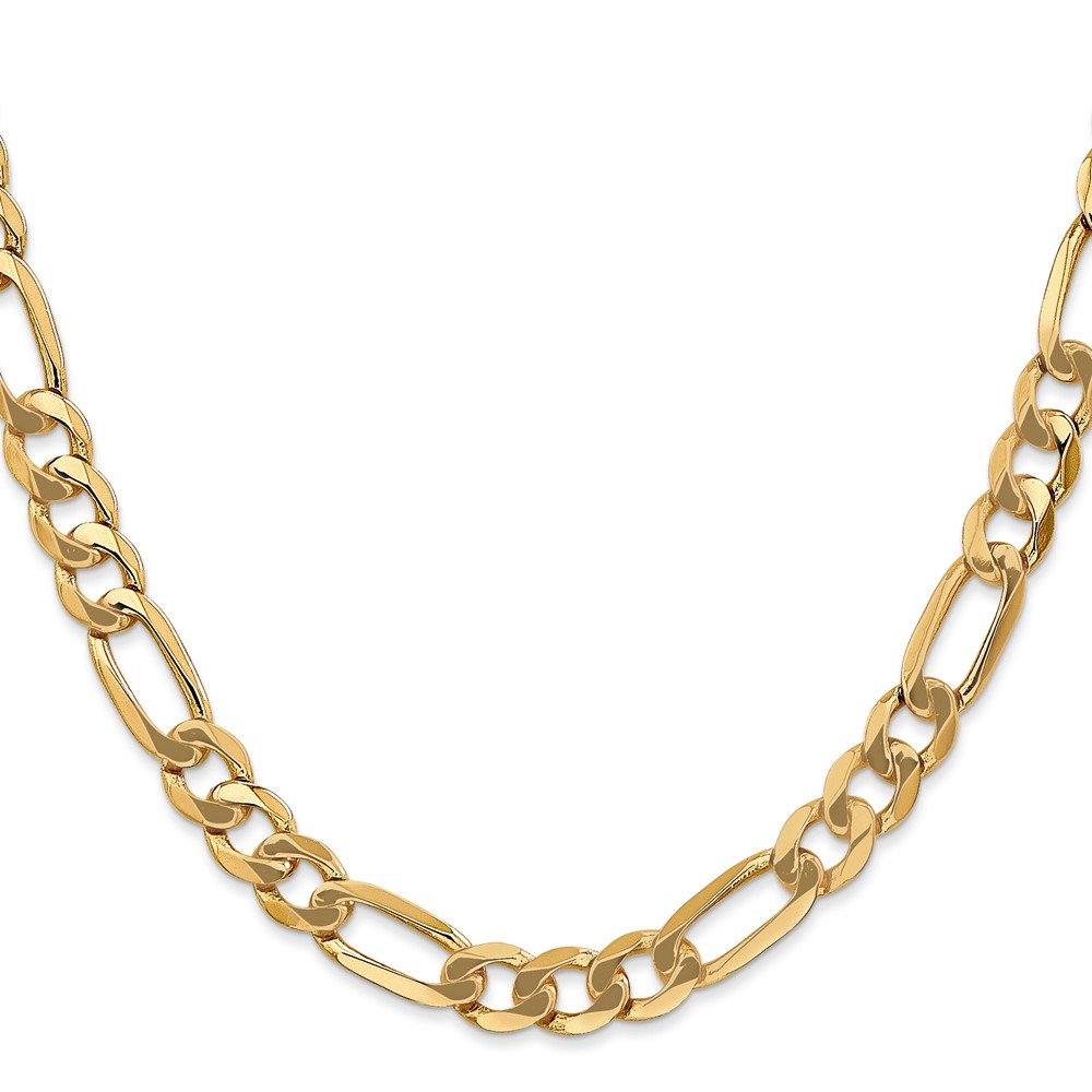 14K 20 Inch 7Mm Flat Figaro With Lobster Clasp Chain