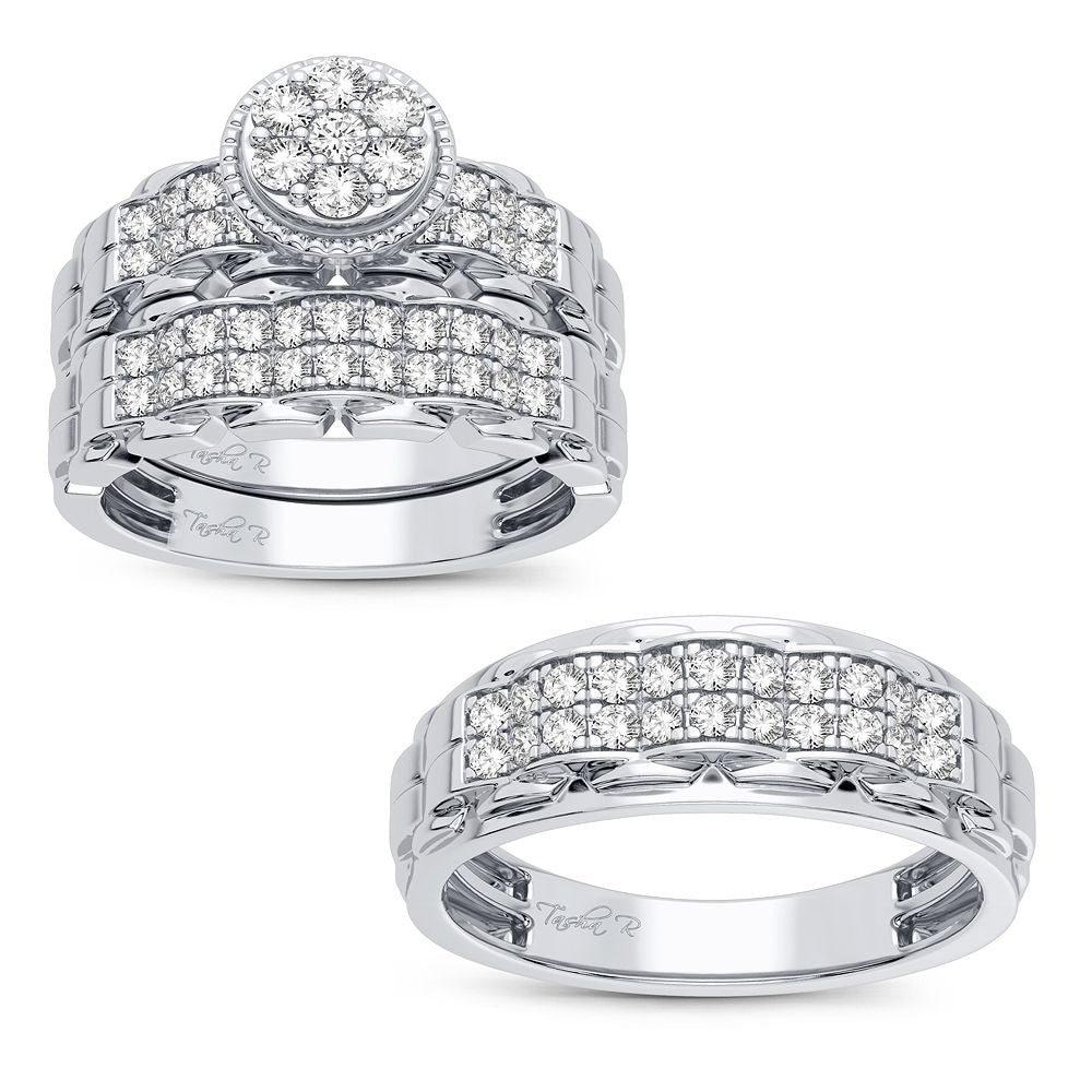 14K White Gold Gorgeous 1.00Ct Diamond Trio Set