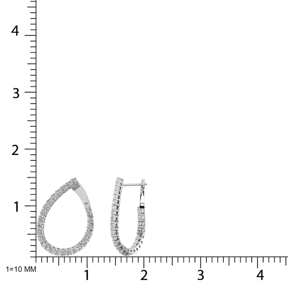 14K White Gold Diamond 2 Ct.Tw. Hoop Earrings