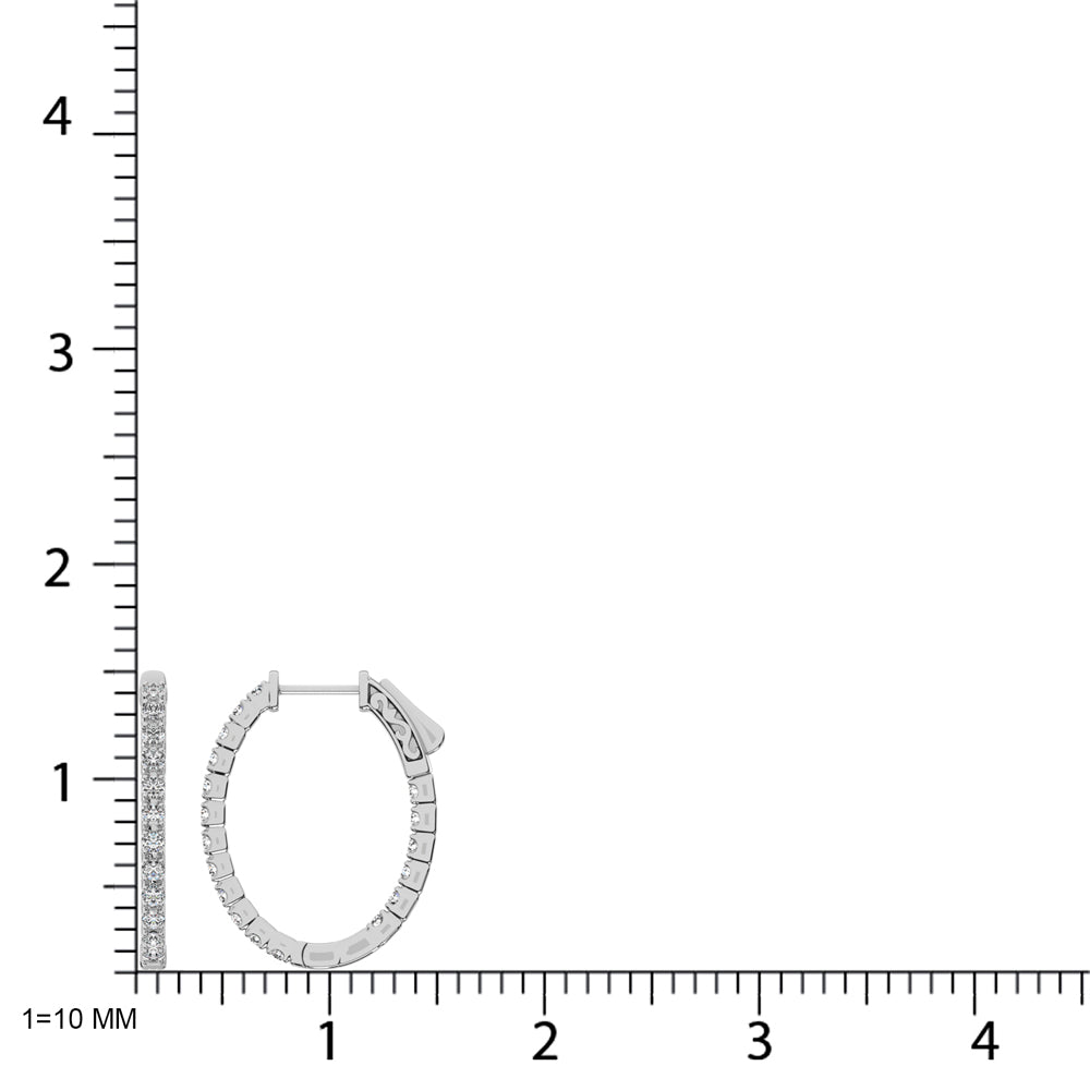 14K White Gold Diamond 9/10 Ct.Tw. In And Out Hoop Earrings