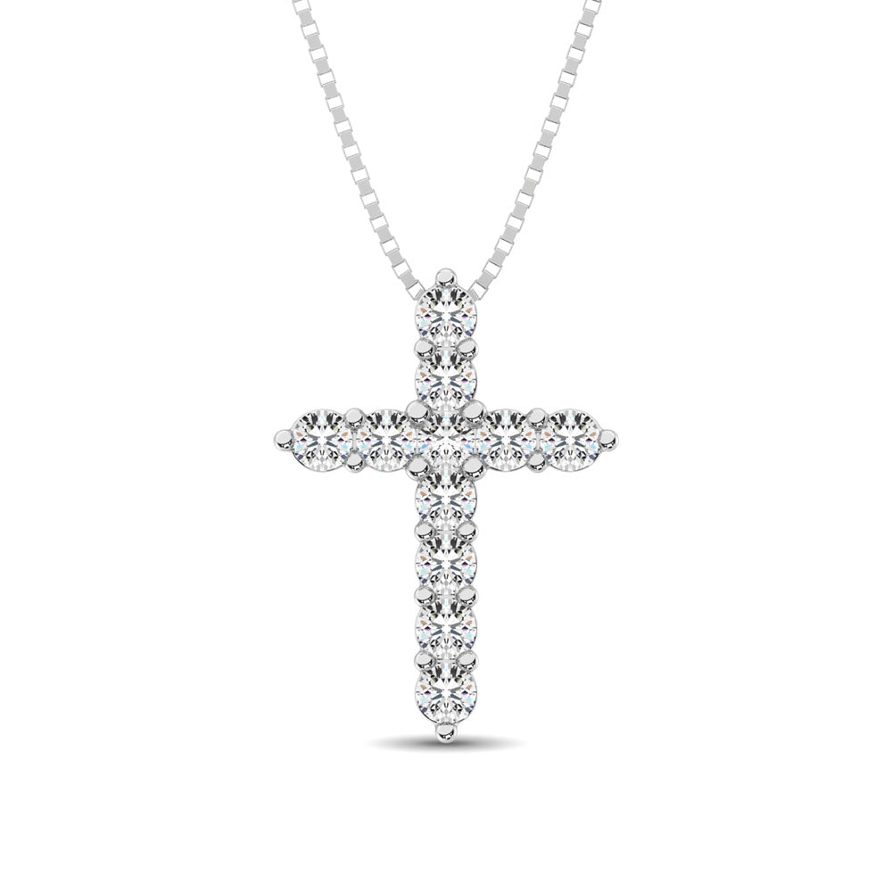 Diamond 3/5 Ct.Tw. Cross Pendant In 14K White Gold