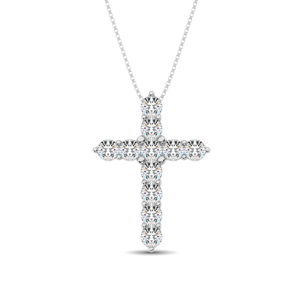 Diamond 1 1/8 Ct.Tw. Cross Pendant In 14K White Gold