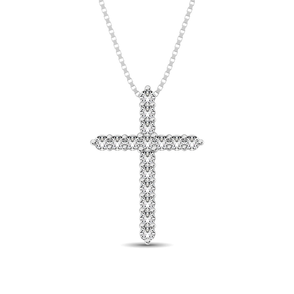 Diamond 2/7 Ct.Tw. Cross Pendant In 14K White Gold
