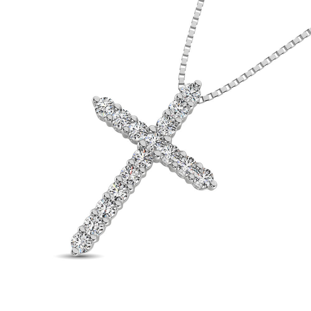 Diamond 2/7 Ct.Tw. Cross Pendant In 14K White Gold
