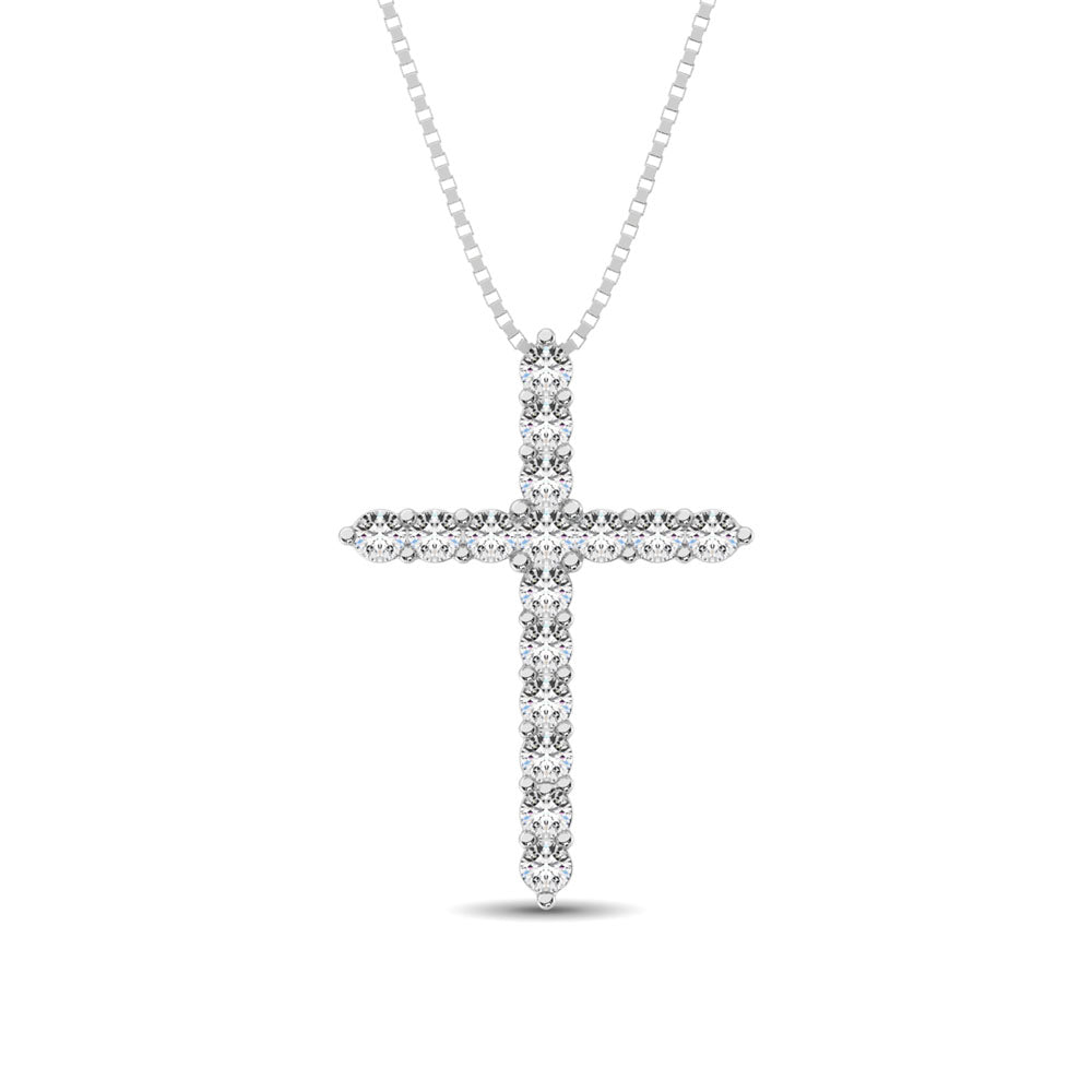 Diamond 1 Ct.Tw. Cross Pendant In 14K White Gold