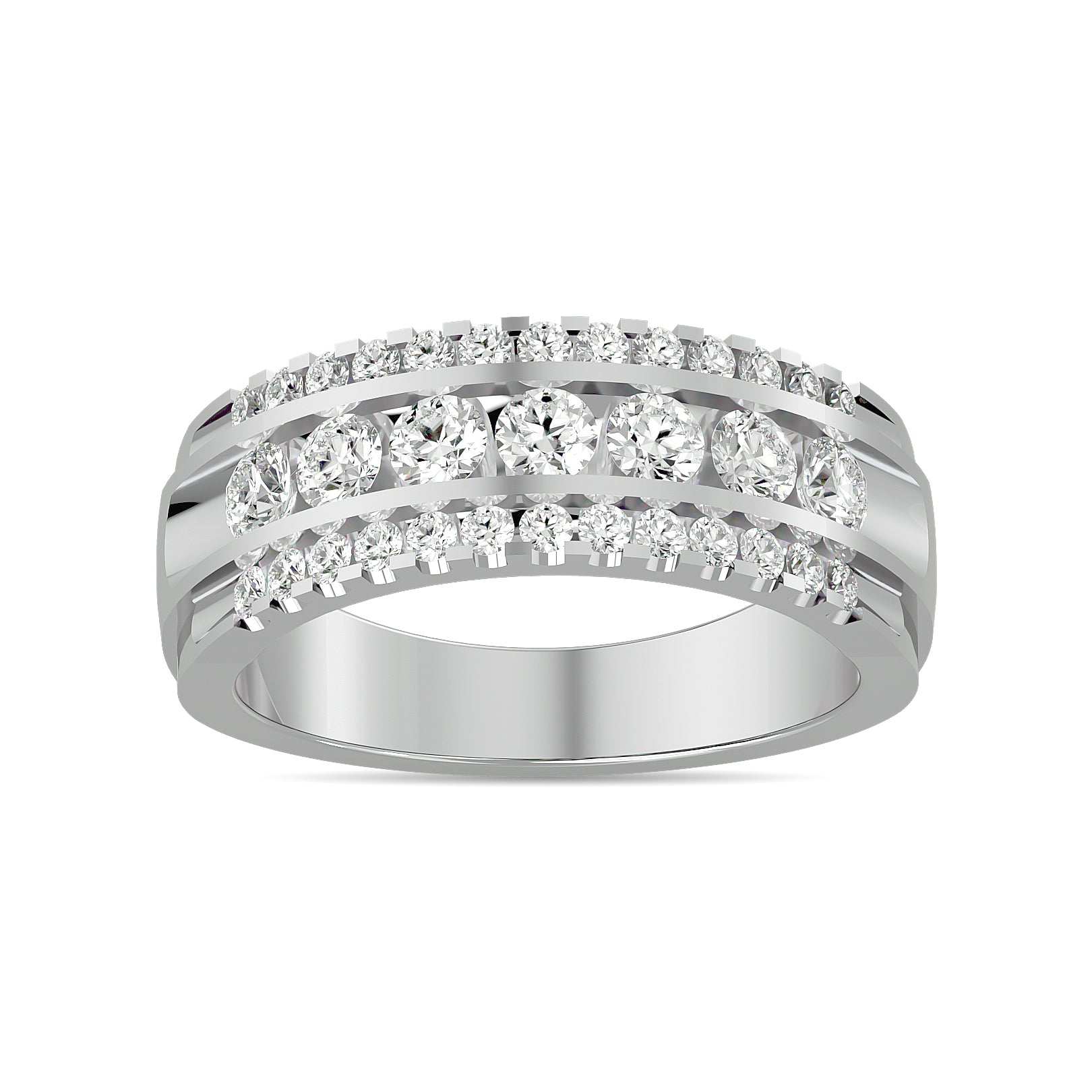 Diamond 1 Ct Tw Machine Band In 14K White Gold