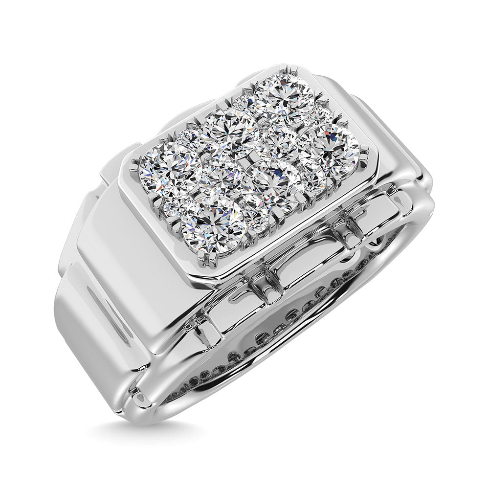 Diamond 1 Ct.Tw. Mens Fashion Ring Ring in 14K White Gold