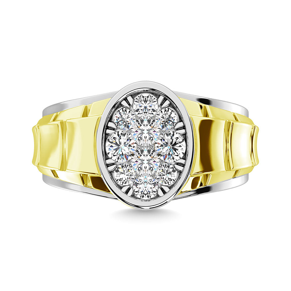 Diamond 1 Ct.Tw. Mens Fashion Ring Ring In 14K Two Tone Gold