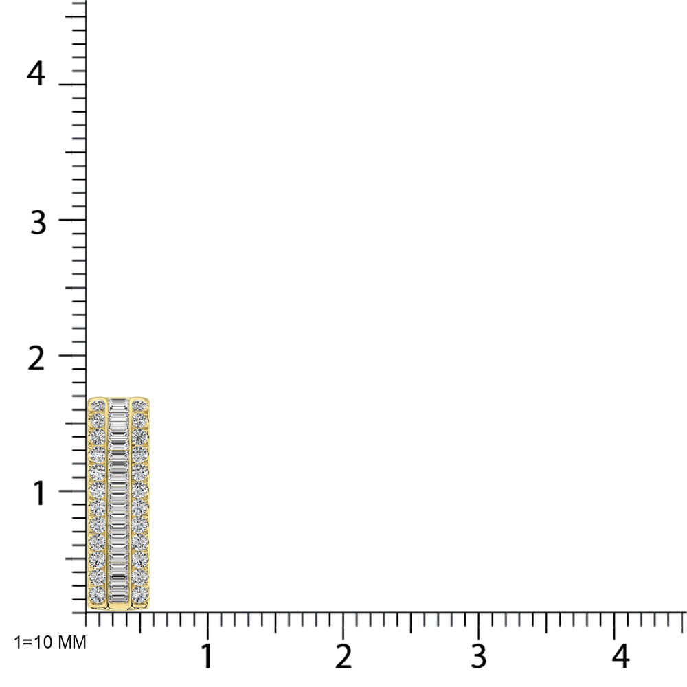 14K Yellow Gold Round And Baguette Diamond 1/3 Ct.Tw. Drop Bar Pendant