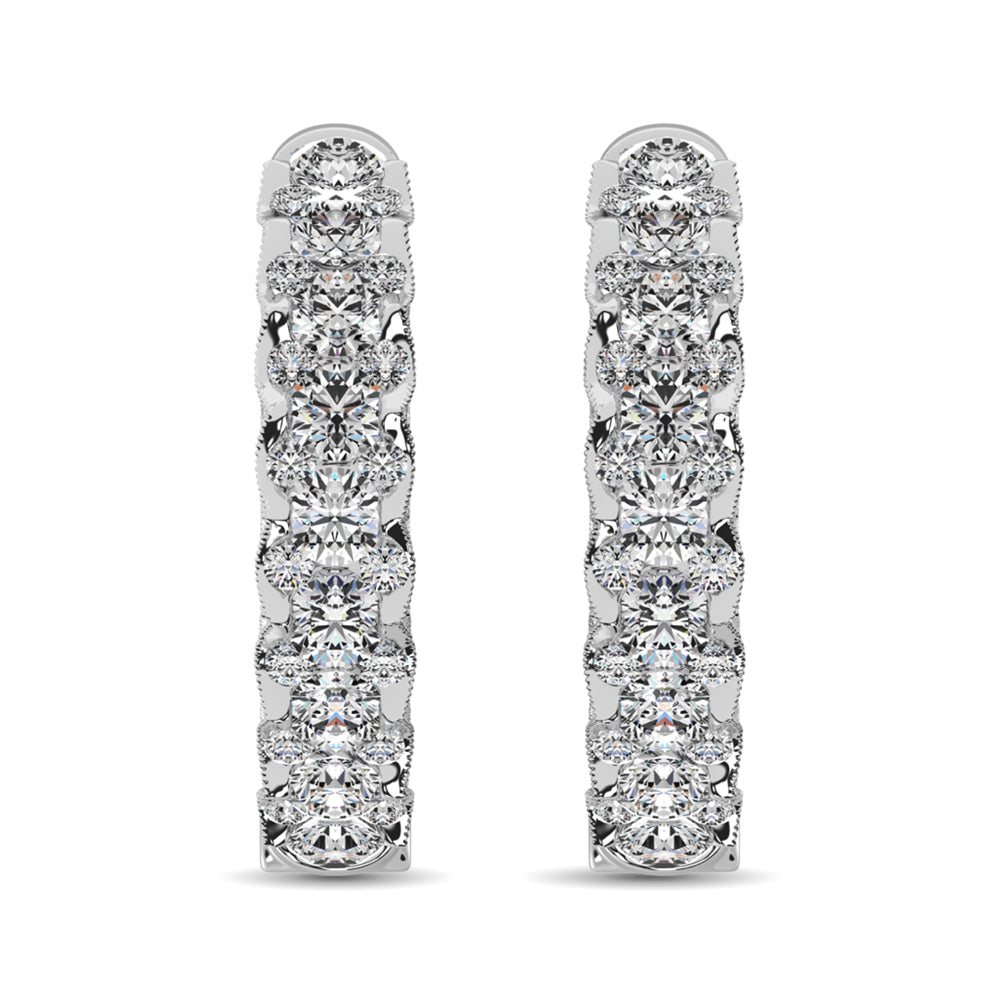 10K White Gold Diamond 1 Ct.Tw. Hoop Earrings