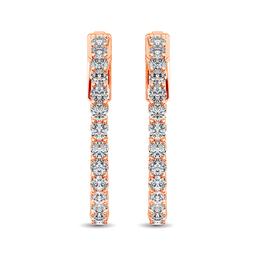 10K Rose Gold Diamond 1 Ct.Tw. In and Out Hoop Earrings