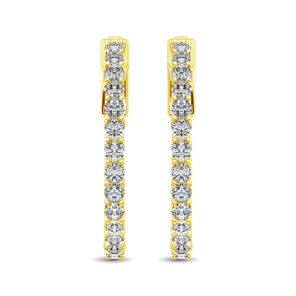 10K Yellow Gold Diamond 1 Ct.Tw. In And Out Hoop Earrings