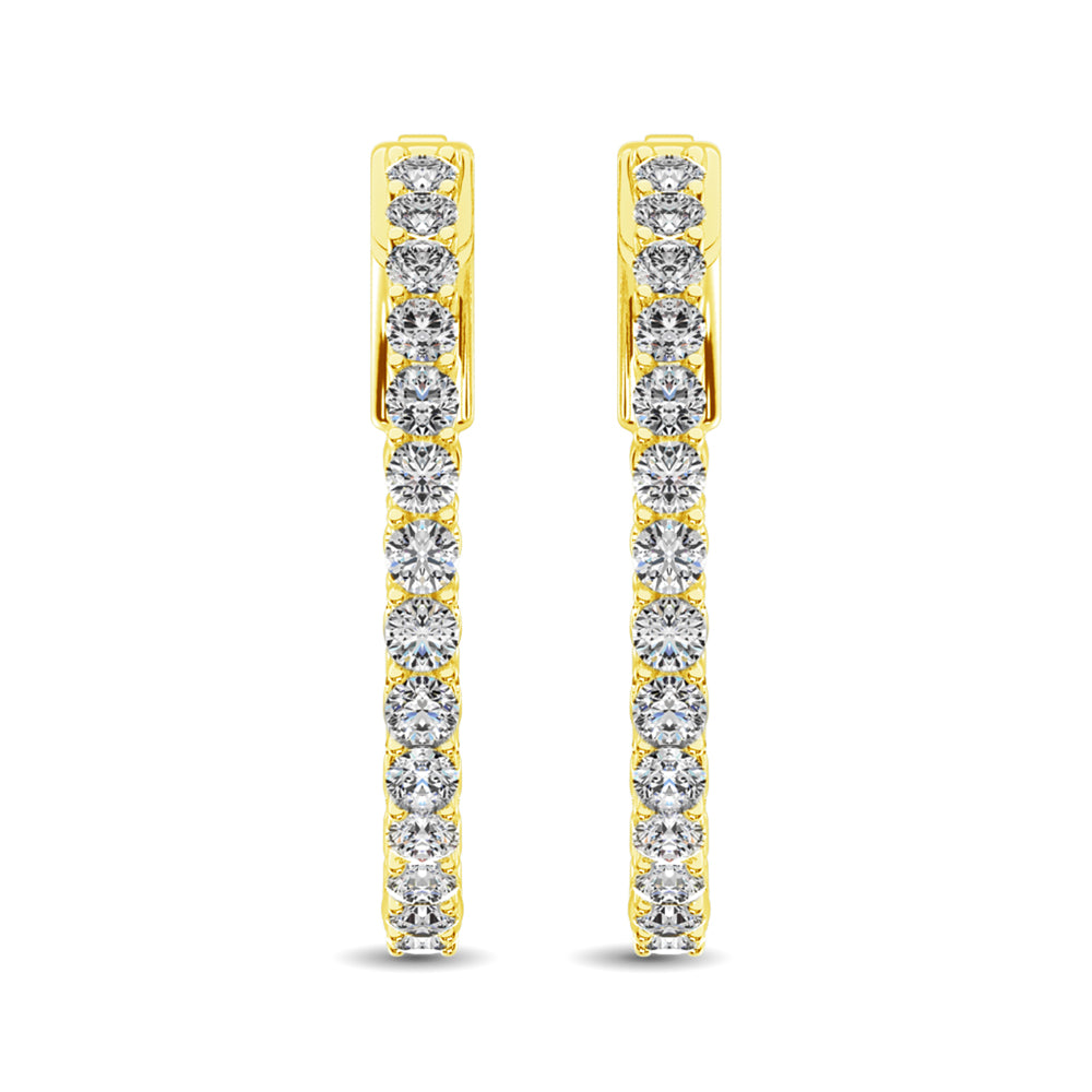 10K Yellow Gold Diamond 2 Ct.Tw. In And Out Hoop Earrings