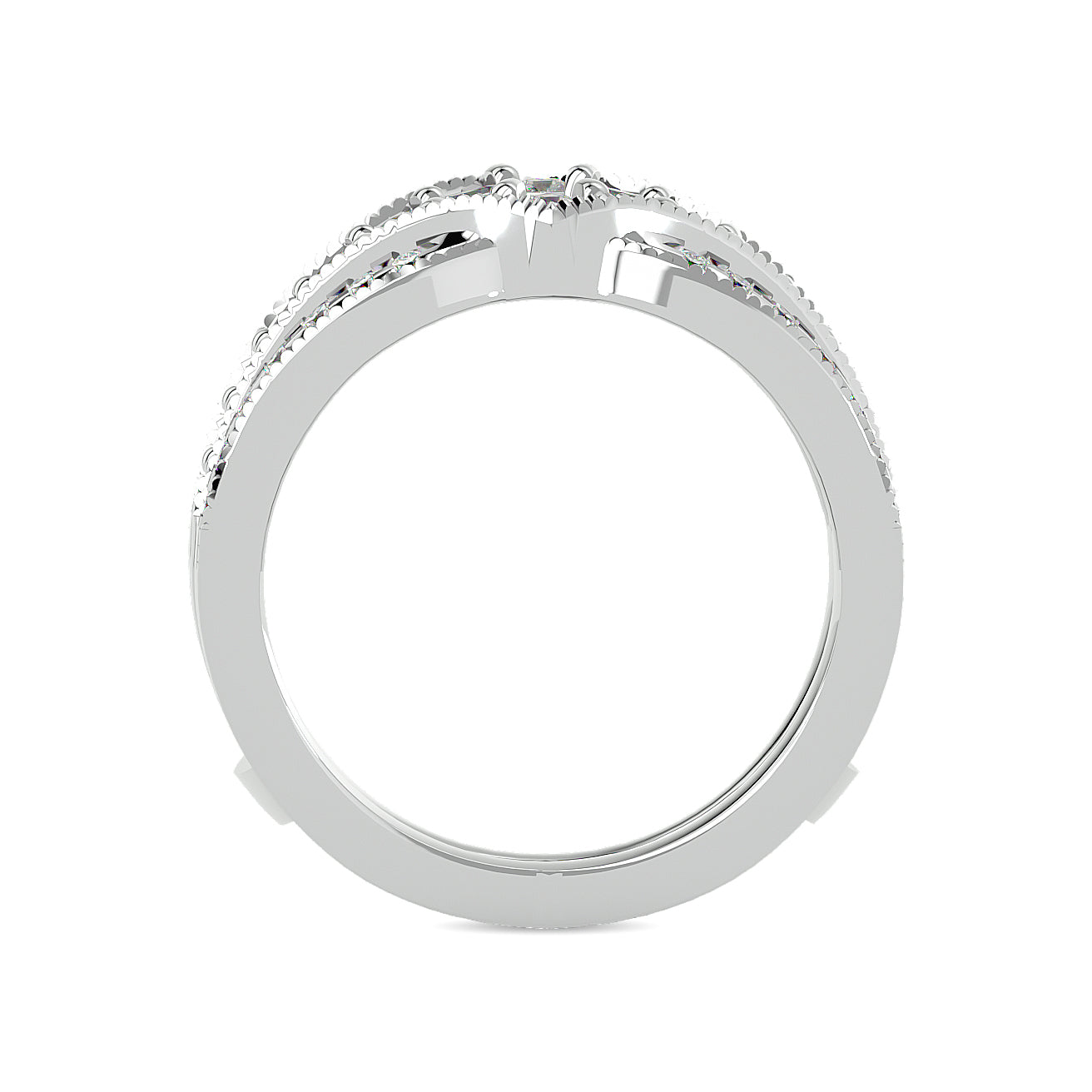 Diamond 3/4 Ct Tw Round Cut Guard Ring In 14K White Gold