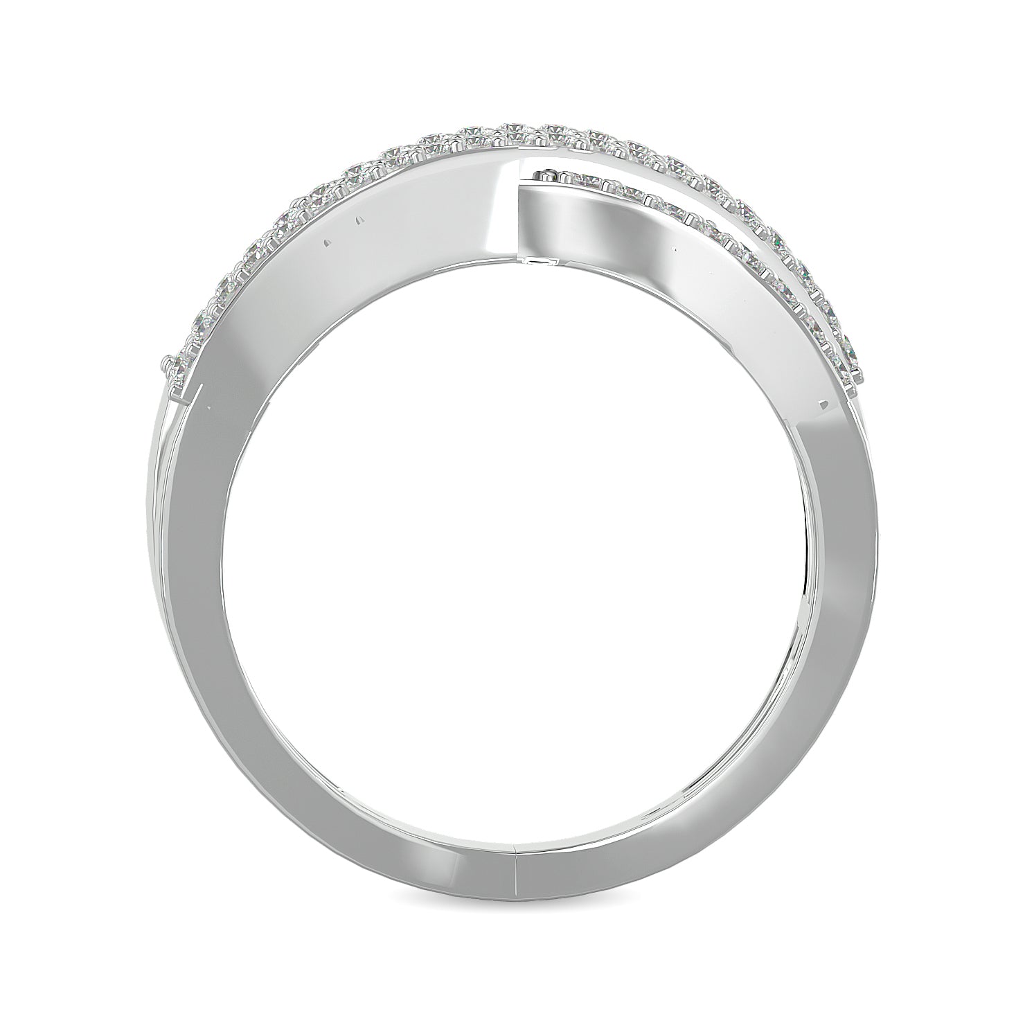Diamond 1 Ct Tw Crossover Fashion Ring In 14K White Gold