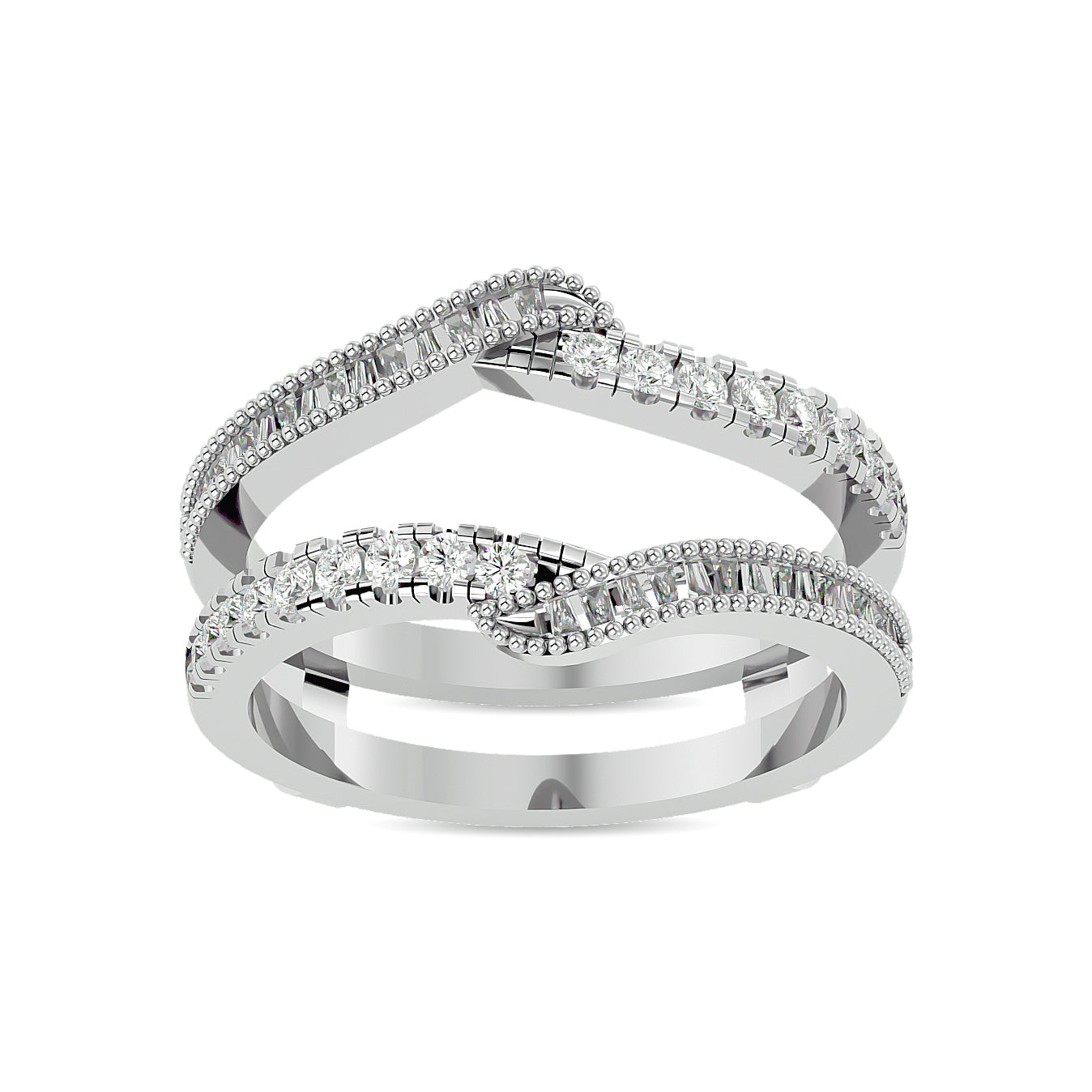 Diamond 1/2 ct tw Round and Tapper Guard Ring in 14K White Gold