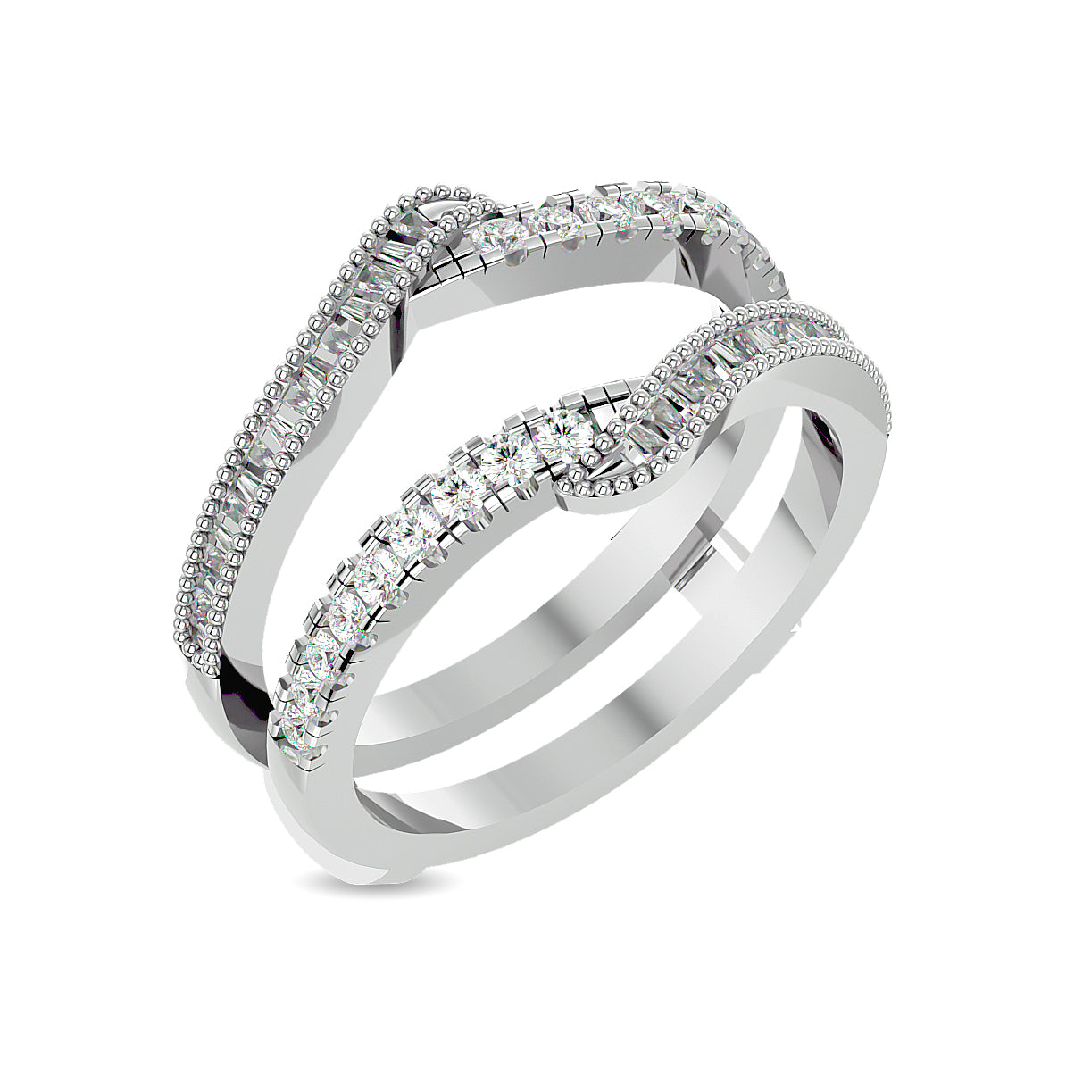 Diamond 1/2 Ct Tw Round And Tapper Guard Ring In 14K White Gold