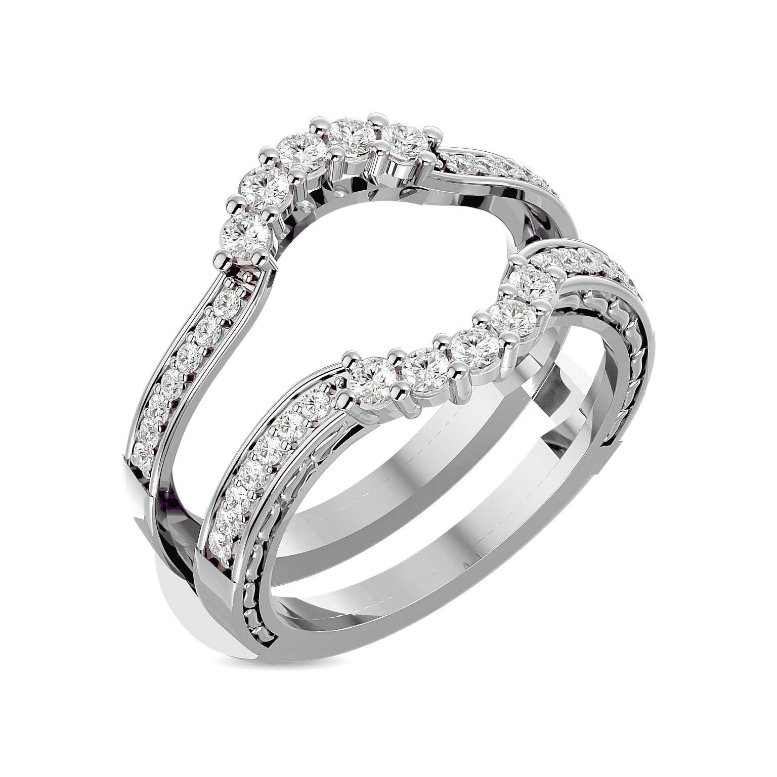 Diamond 1/2 Ct Tw Round Cut Guard Ring In 14K White Gold