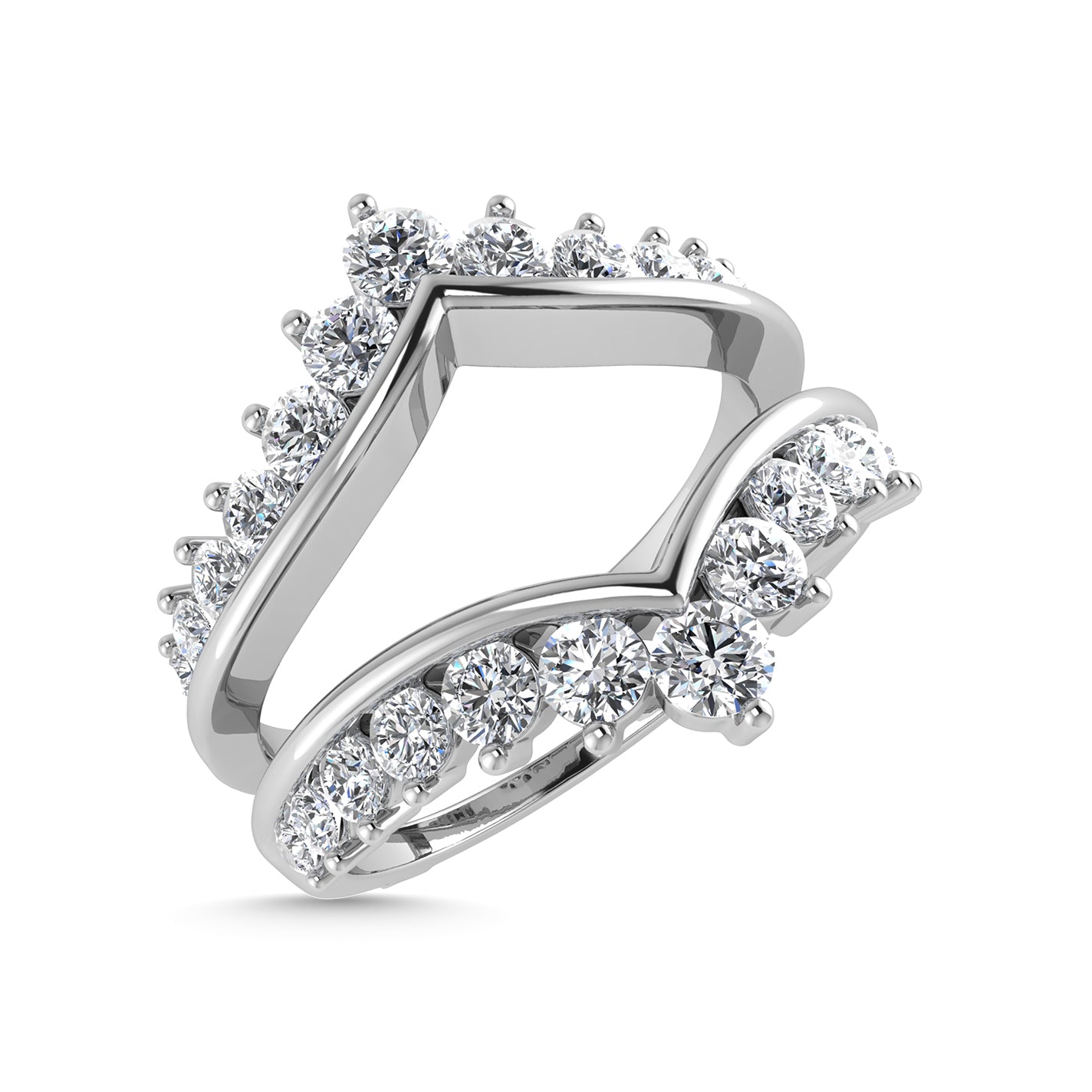 Diamond 1 ct tw Round Cut Guard Ring in 14K White Gold