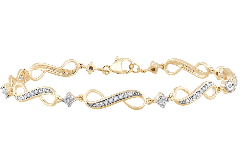 10K Yellow Gold Elegant 0.25Ct Diamond Bracelet