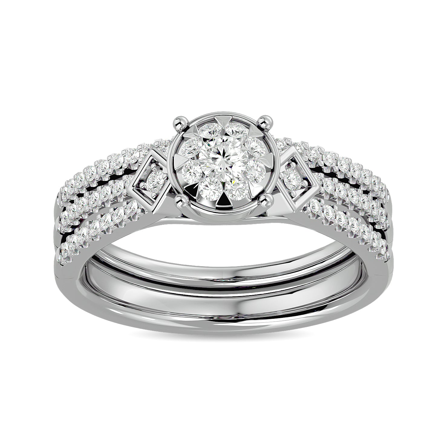 Diamond 1/2 Ct Tw Bridal Ring In 14K White Gold