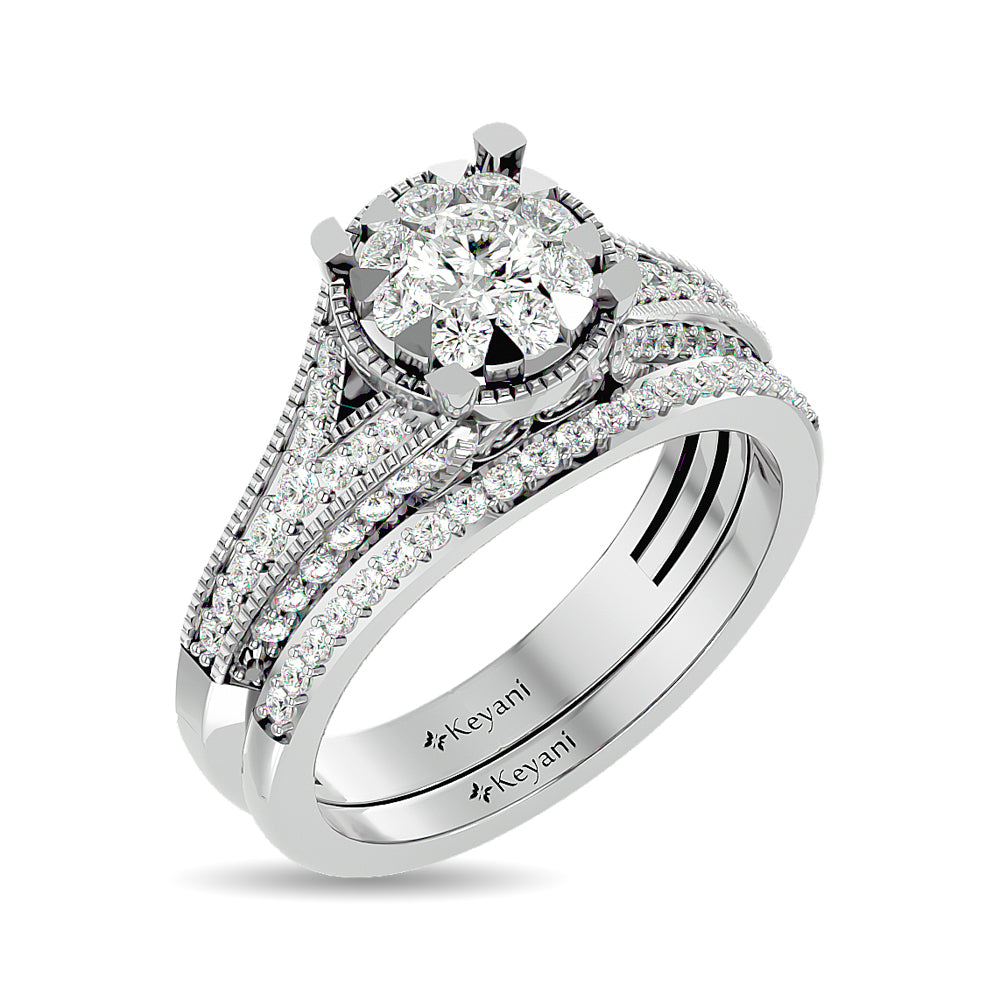 Diamond 1 Ct Tw Bridal Ring In 14K White Gold