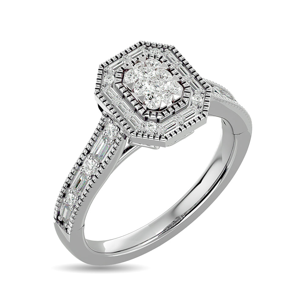Diamond 1/2 Ct Tw Engagement Ring In 14K White Gold
