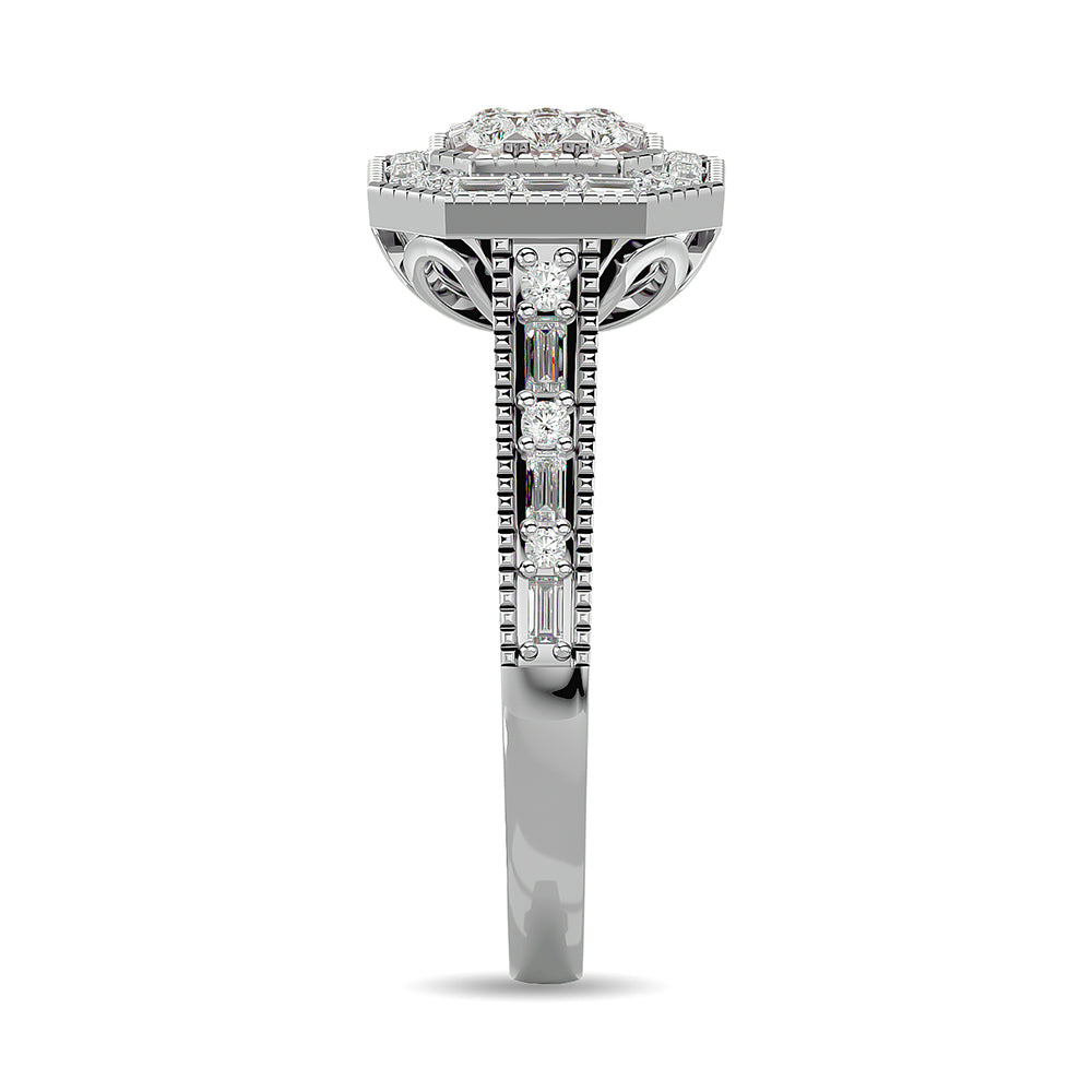 Diamond 1/2 Ct Tw Engagement Ring In 14K White Gold