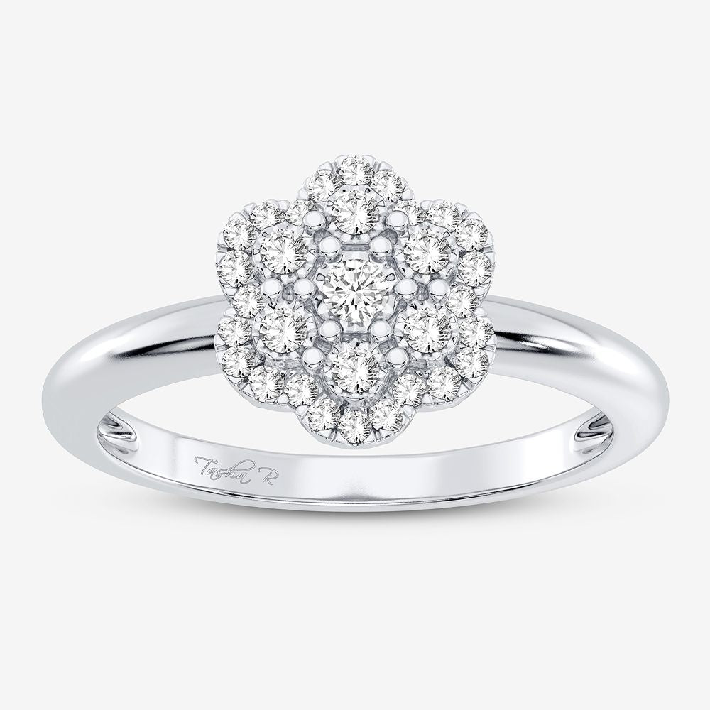 10K White Gold Elegant 0.14Ct Diamond Ring