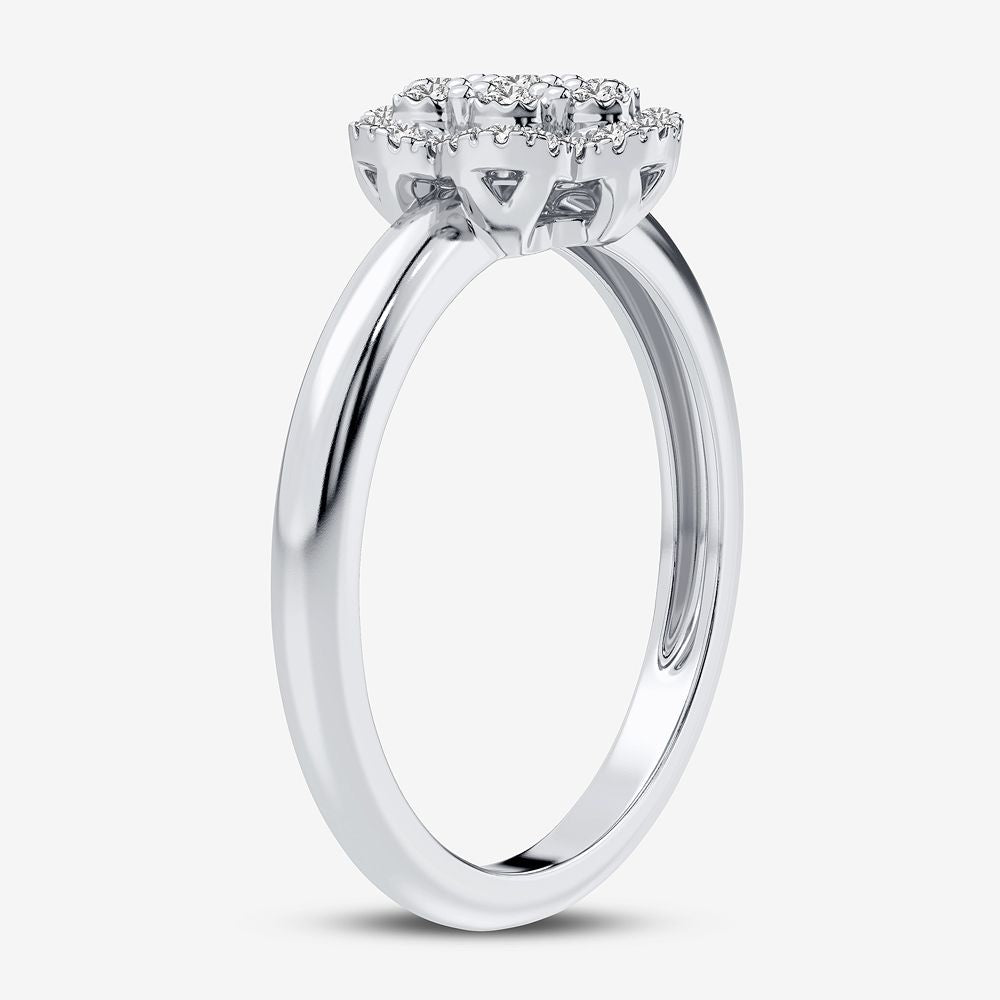 10K White Gold Elegant 0.14Ct Diamond Ring