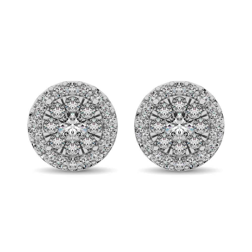 Diamond Stud Earrings 3/4 Ct Tw In 14K White Gold
