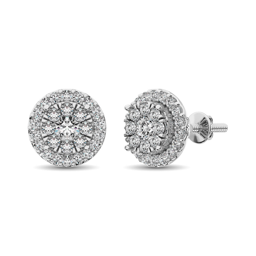 Diamond Stud Earrings 3/4 Ct Tw In 14K White Gold
