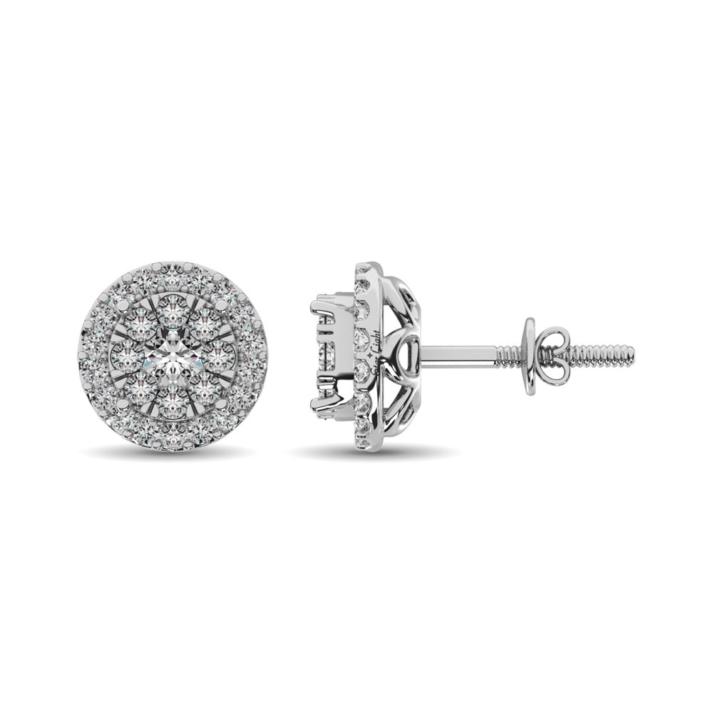 Diamond Stud Earrings 3/4 Ct Tw In 14K White Gold