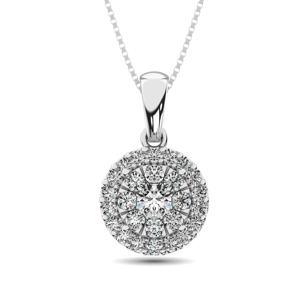 Diamond Fashion Pendant 5/8 Ct Tw Round Cut In 14K White Gold