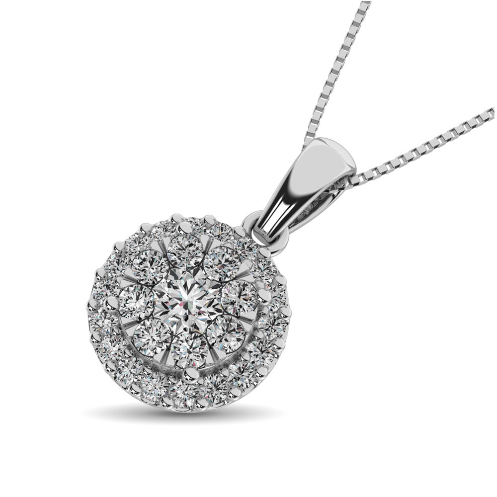 Diamond Fashion Pendant 5/8 Ct Tw Round Cut In 14K White Gold