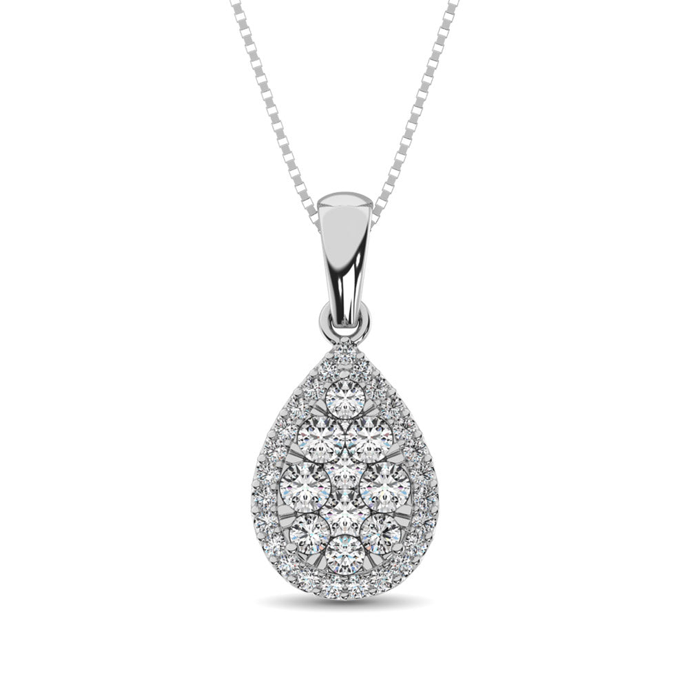 Diamond Fashion Pendant 5/8 Ct Tw Round Cut In 14K White Gold