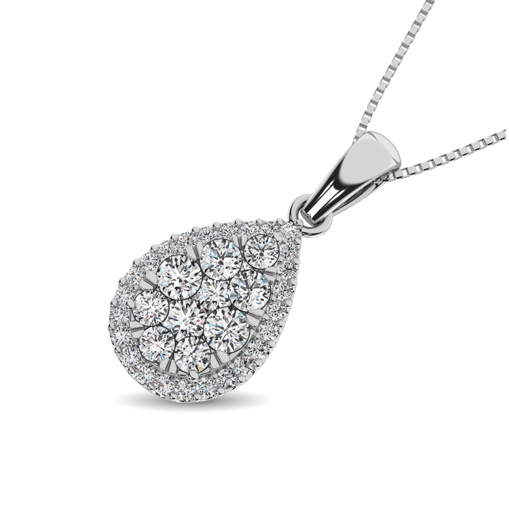 Diamond Fashion Pendant 5/8 Ct Tw Round Cut In 14K White Gold