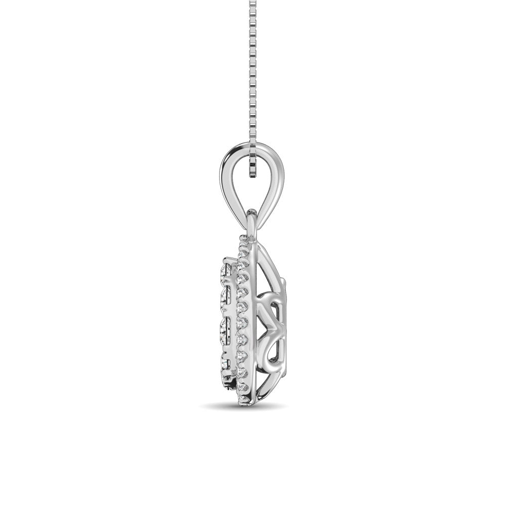 Diamond Fashion Pendant 5/8 Ct Tw Round Cut In 14K White Gold