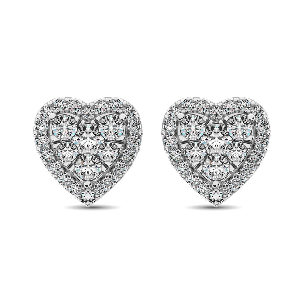 Diamond 3/4 Ct Tw Heart Earrings In 14K White Gold